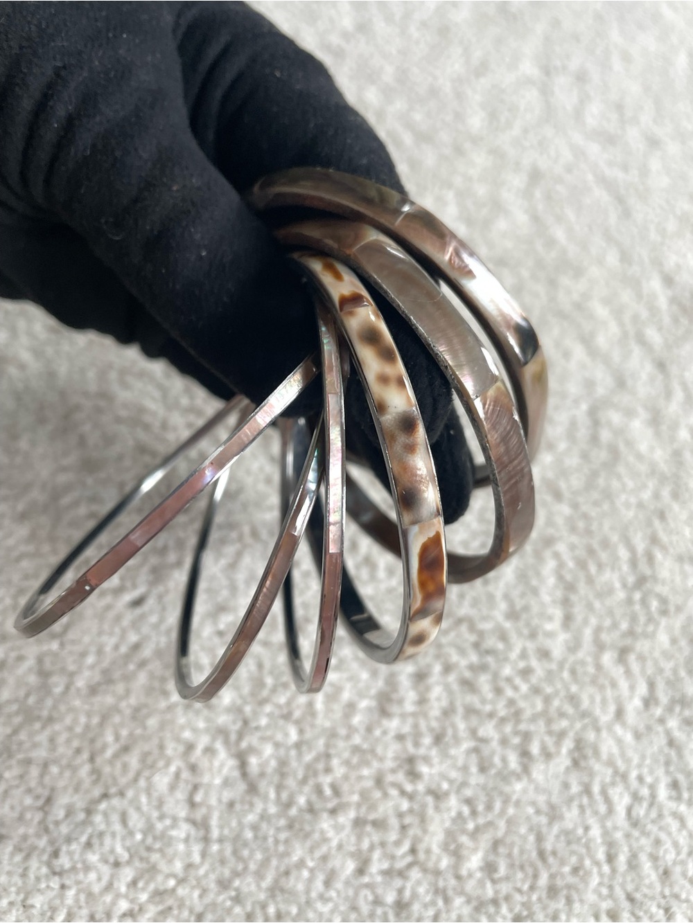 Vintage Bangles Tiger Cowrie, Albalone, Mother of Pearl, Black Lip Oyster Shell